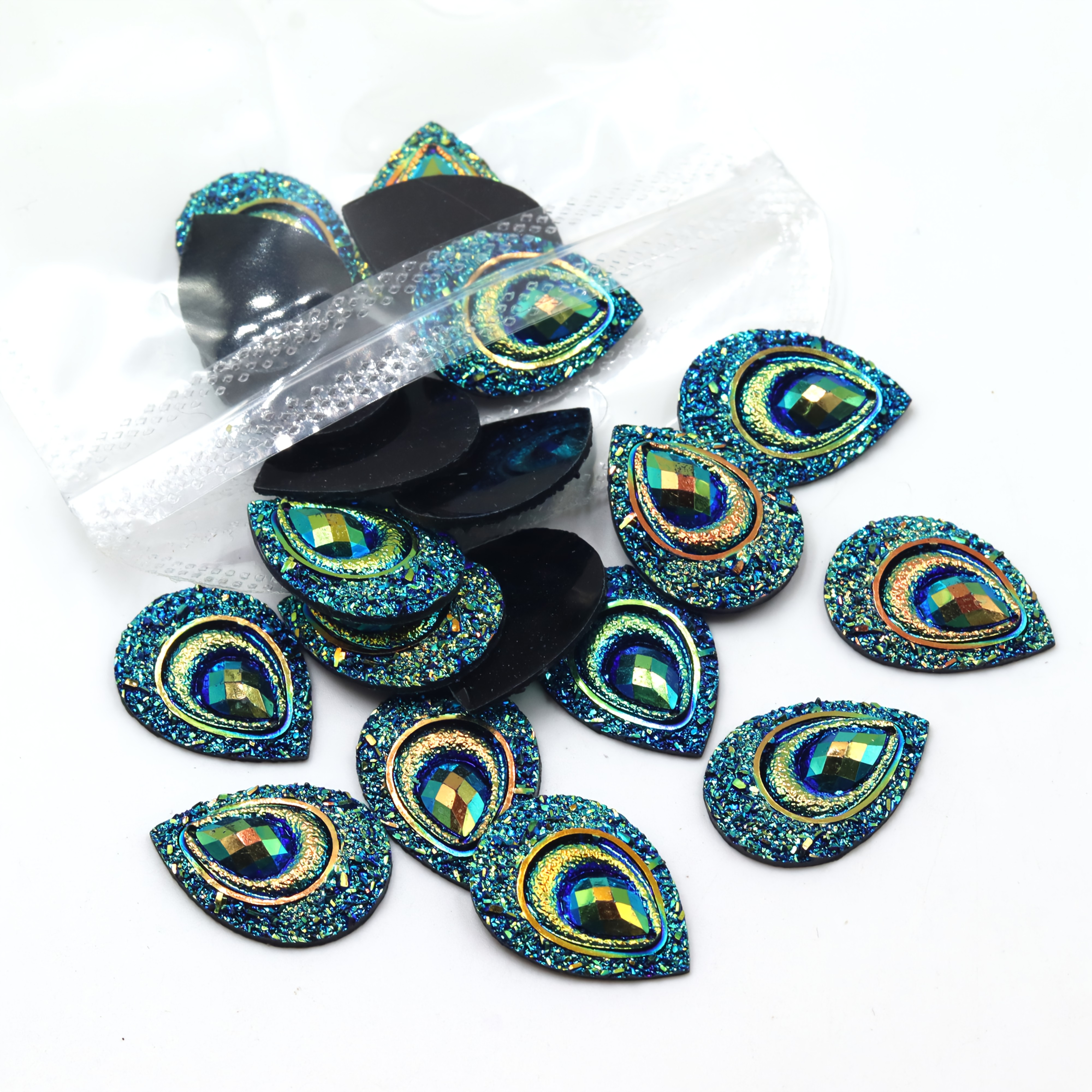 E-shop 20 Stk./Beutel Große Wassertropfen Harz Strasssteine, 18*25mm Größe Augenförmige Harz Diamanten, Weiße AB Harz Kristalle, für Tanzkostüme