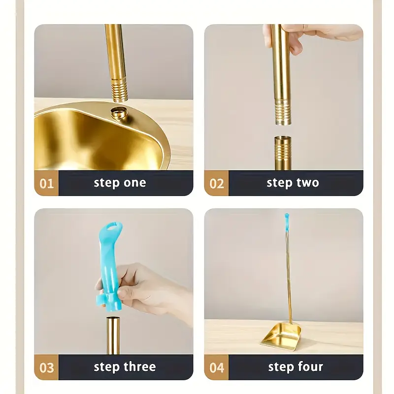golden stainless steel broom and dustpan set heavy duty cleaning tools with head for home office restaurant garage patio ideal for hardwood tile floors elegant cleaning set floor maintenance sturdy construction office maintenance Product details 3