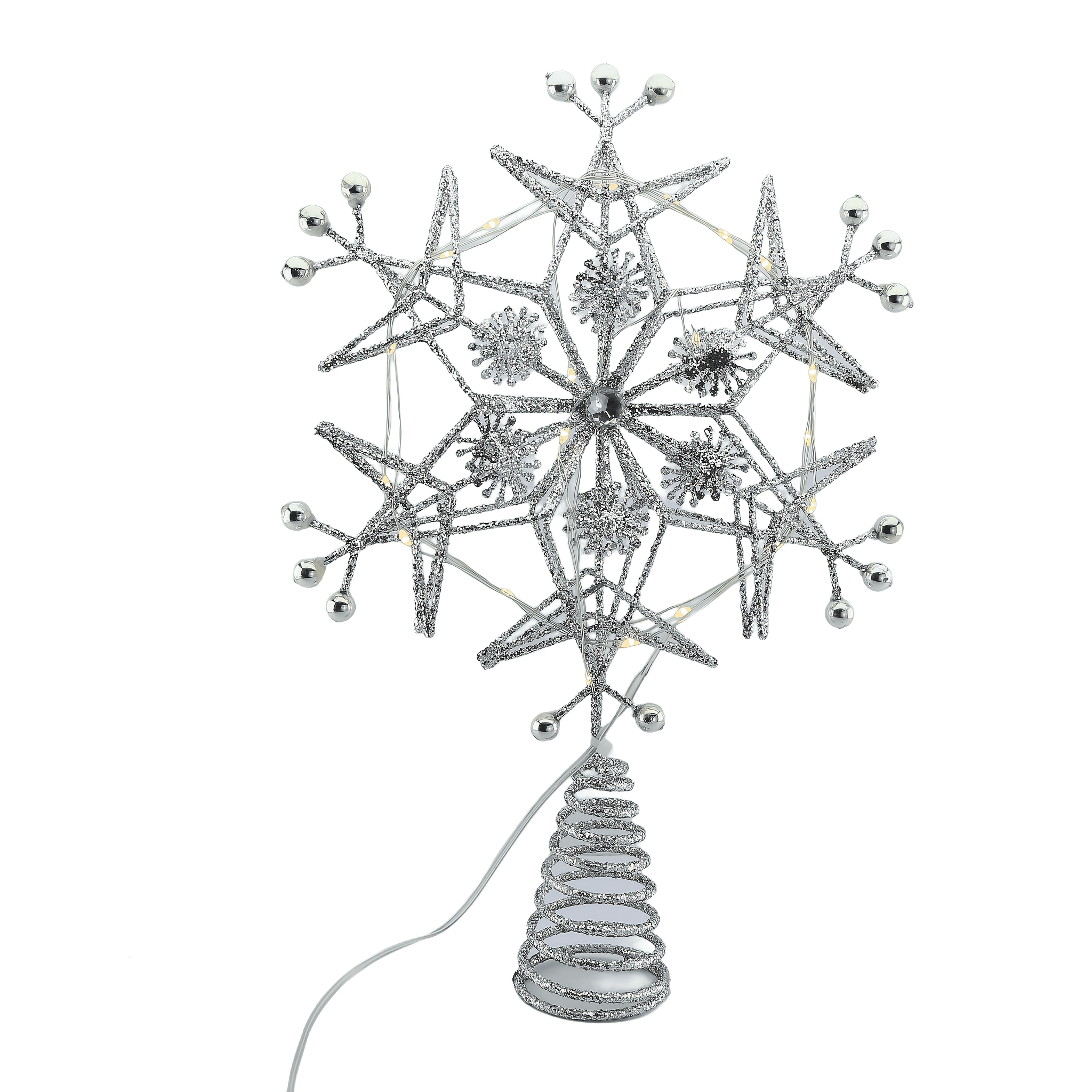 TEMU 1pc Christmas Tree Topper With 20 Led Lights, Battery Operated, Metal Cutout Design, Easy-to-install Christmas Decoration, Suitable For Festive