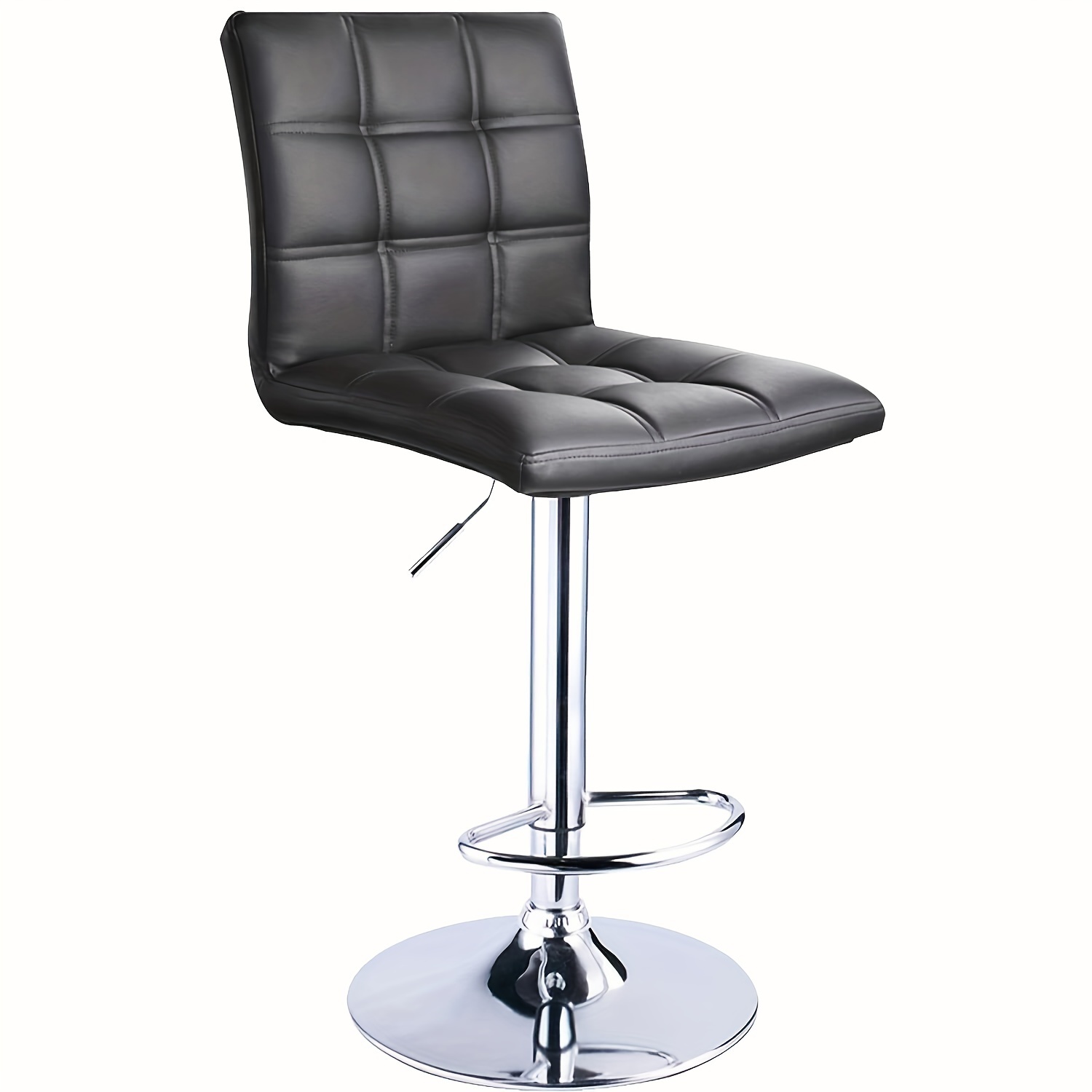 

Leopard Pu Leather Square Adjustable Swivel Bar Stool Black (1 Chair)