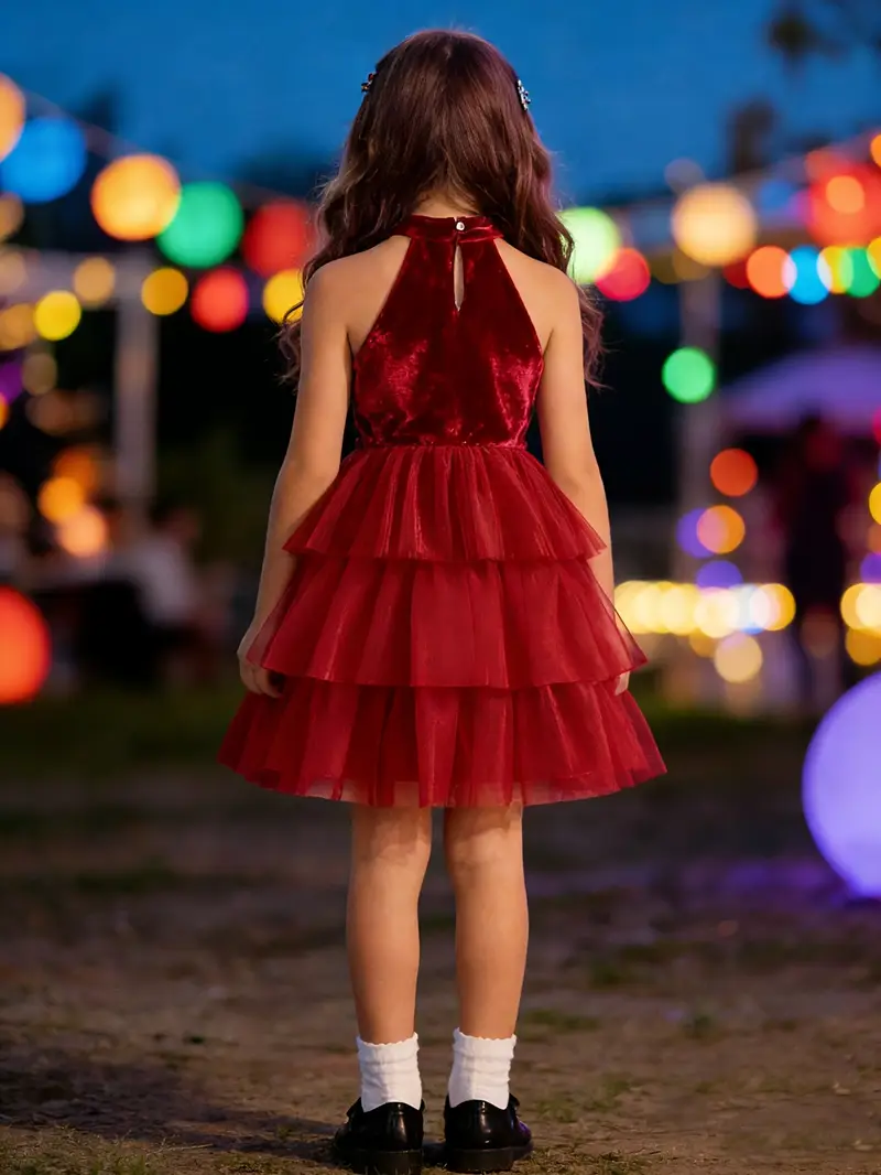 girls elegant romantic red sequin halter neck sleeveless - Temu girls elegant romantic red sequin halter neck sleeveless - Temu