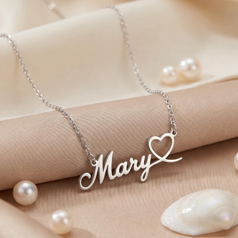 TEMU [love Tail Customization] 1pc Custom 304l Stainless Steel Name Necklace, Niche Exquisite Low-allergy Long- Clavicle Chain, Customize Any English