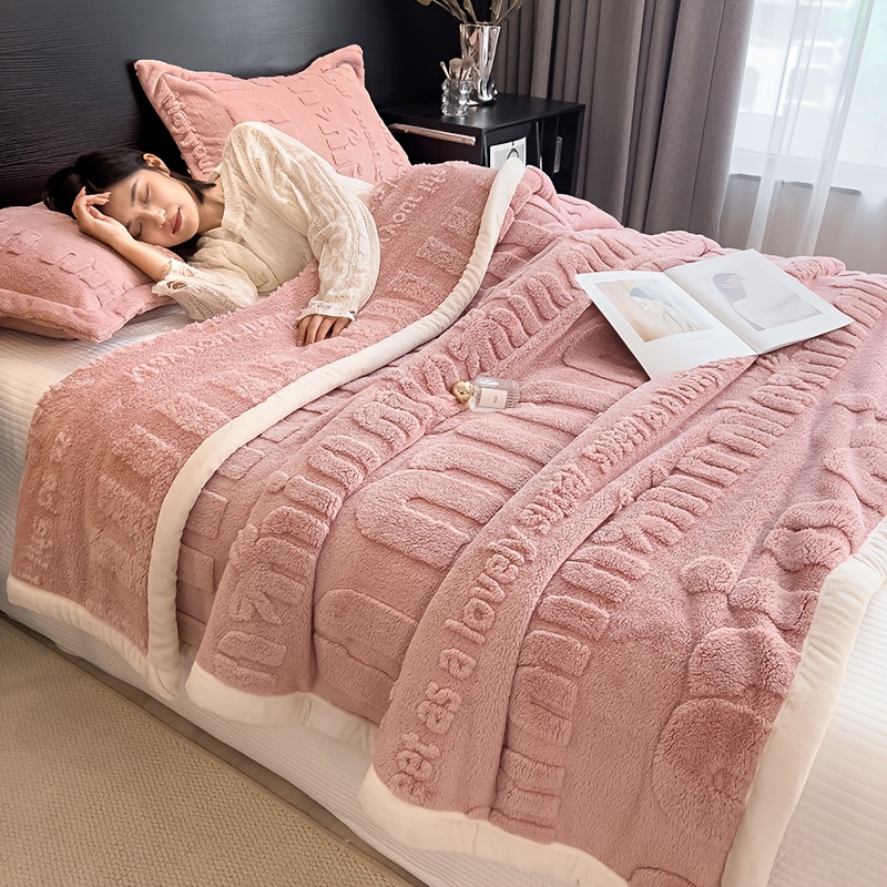 1pc bohemian style winter plush fleece blanket embossed velvet flannel thick bedspread warm   polyester throw for bed and nap machine washable plain weave without pillowcase details 3