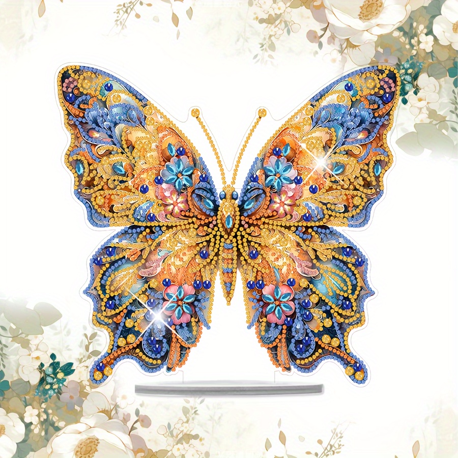 

1pc Diy Diamond Painting Kits Butterfly Design, Round Acrylic Drill Art, Decorative Desk Standee For Home And Office, Special Shaped Diamond Embroidery, Ideal For Gifting