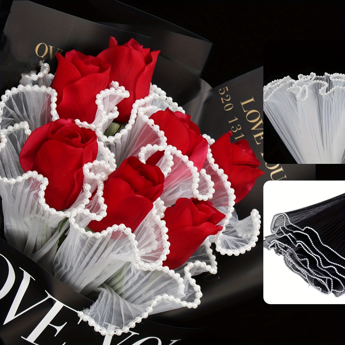 

Valentine's Day Floral Wrapping Mesh 28cm X 4m, Nylon Wave Bouquet Wrap For Flower Arranging, Korean Style Rose Packaging Net With Silky Smoothness, Transparency, And Flexibility