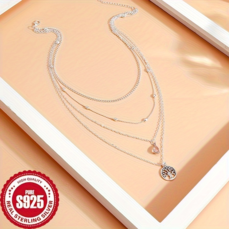 Women's S925 Silver Hip-Hop Multi-Layer Necklace for Parties