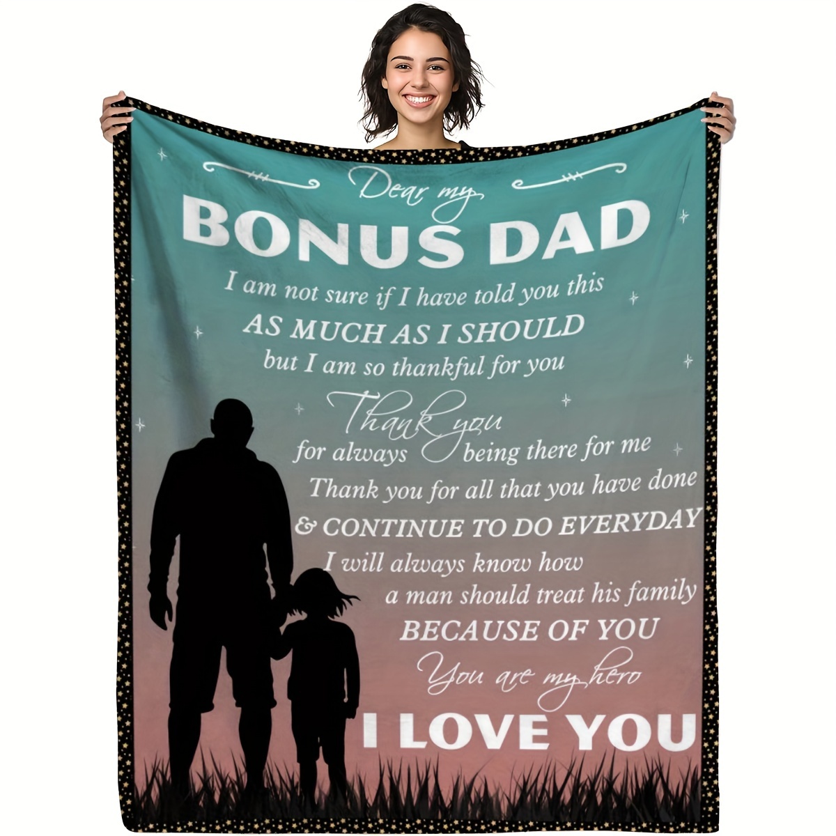 

1pc Son Daughter Gifts For Dad Blanket Holiday Gift Blanket Soft Flannel Sofa Blanket For Couch Office Bed Camping Travel, Multi-purpose Gift Blanket For All Season