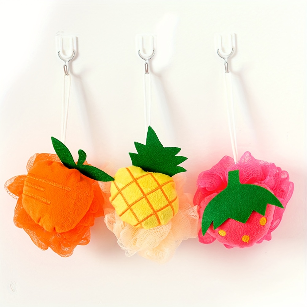 4pcs Fruit Shaped Bath Shower Balls, Soft Bath Scrubber