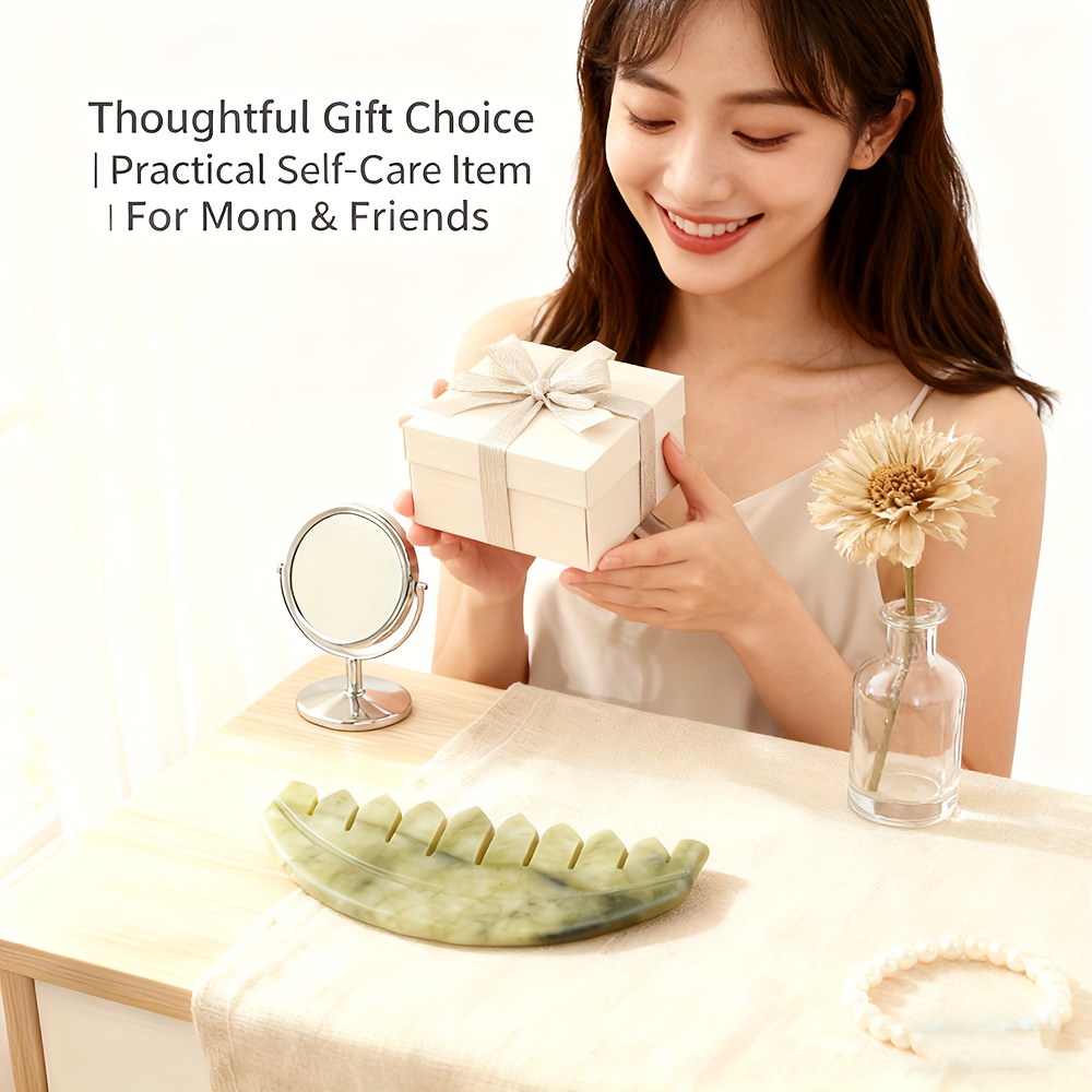 1 Peine de Masaje de Piedra, Peine de Diez Dientes para Masaje de Cuero Cabelludo y Rostro, Uso en Casa y Salón, Tabla de Masaje Manual para la Piel