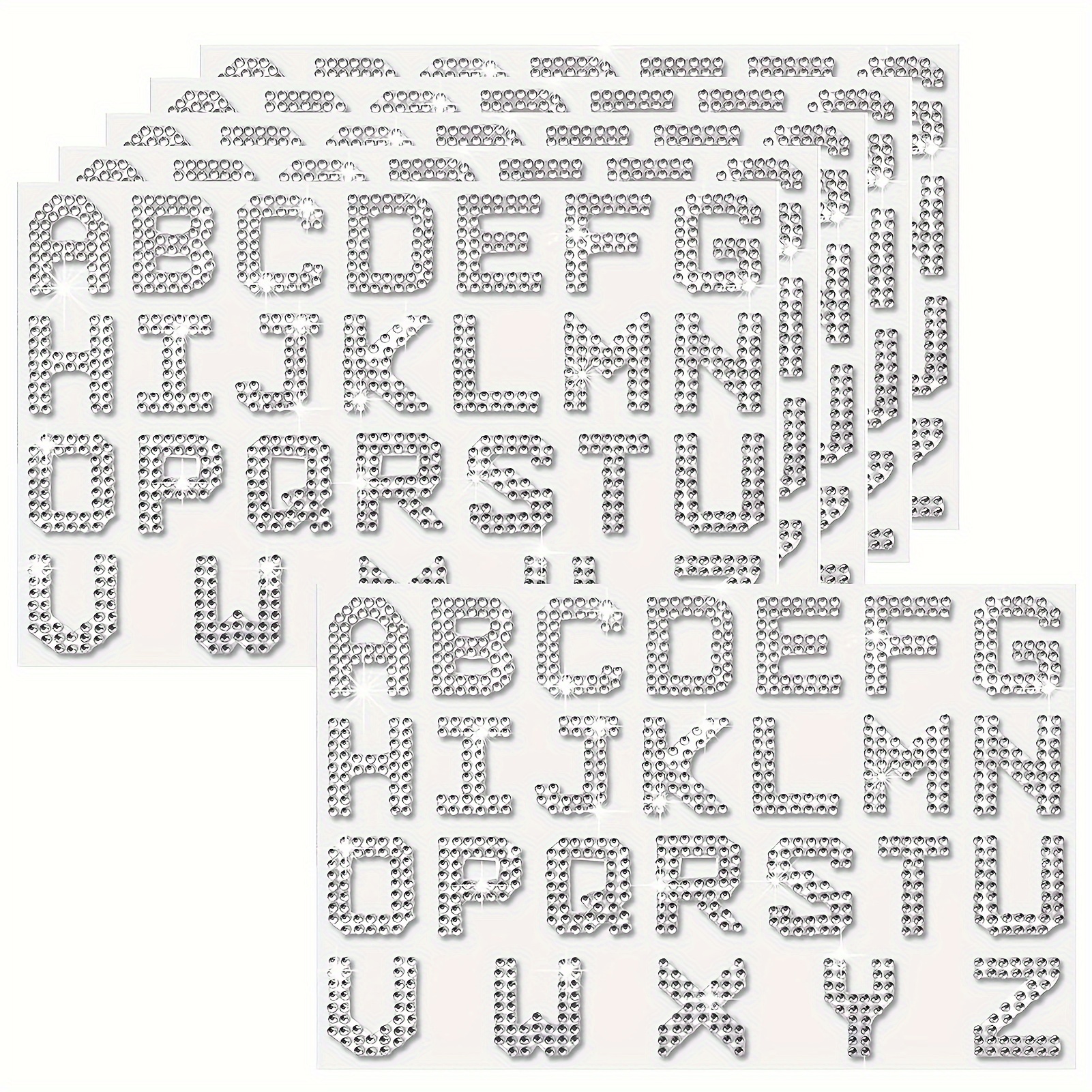 6 Sheets 156pcs Silvery/yellow/blue/ Stickers, 6 Sheets Glitter Self-adhesive Diamond Alphabet Stickers, Bling Crystal Letters Sticker Iron On Letters For Graduation Gift Decoration