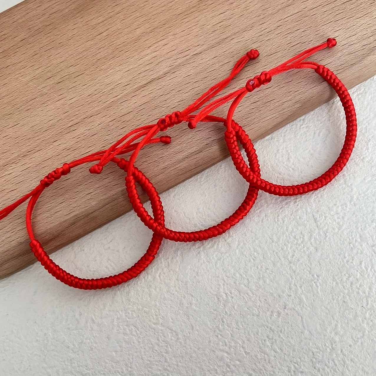 Adjustable Red Braided Bracelet for Couples