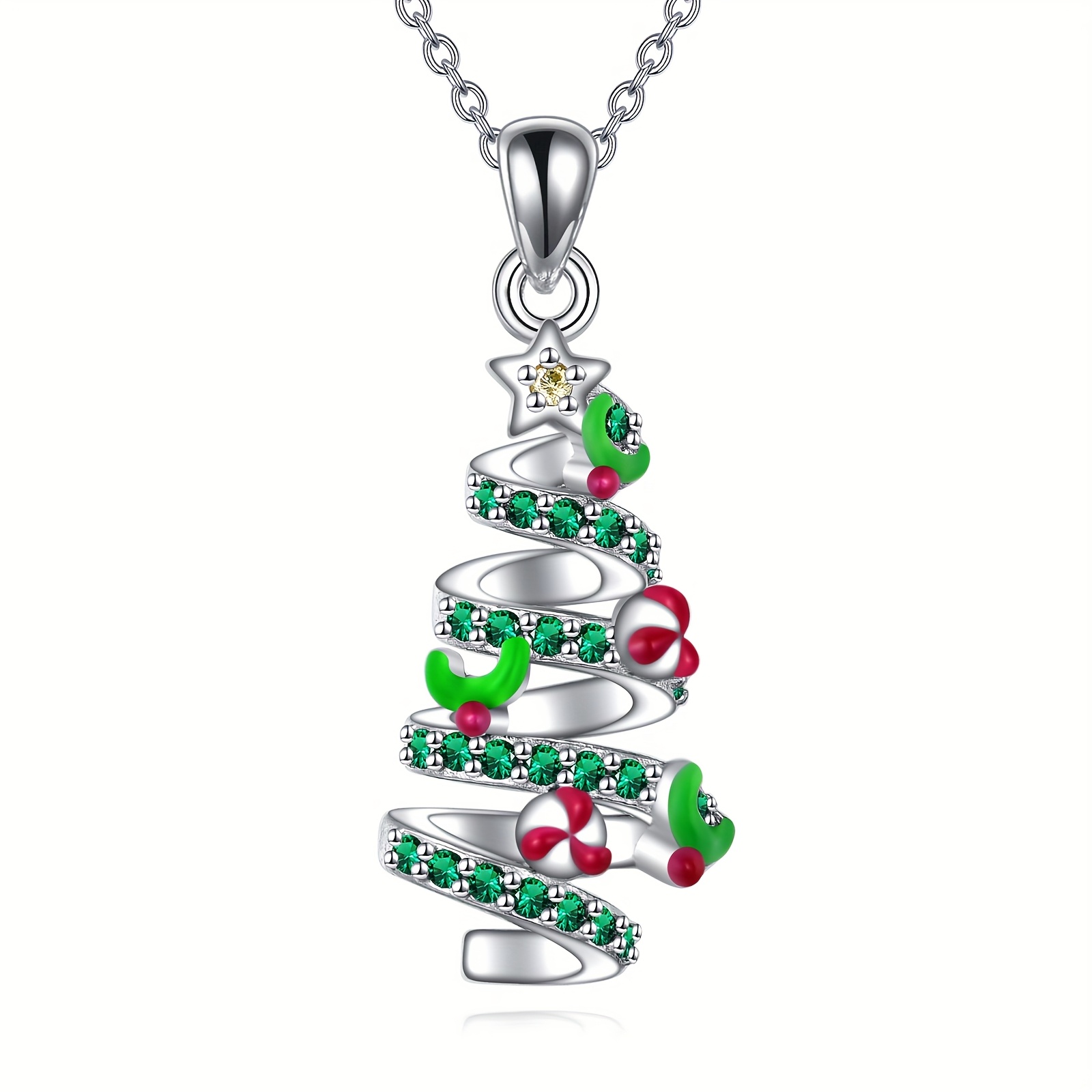 Women's S925 Sterling Silver Christmas Tree Necklace — Festive Gift