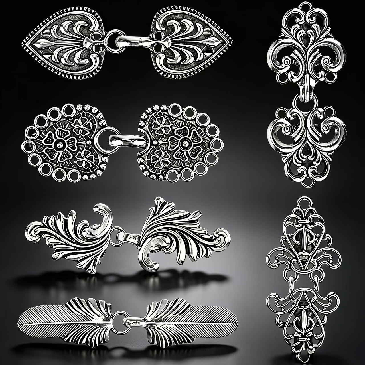 6pcs Sweater Vortex Clip Retro Cardigan Clip Shawl Collar Button Dress Shirt Clip, Women's Style, Silvery