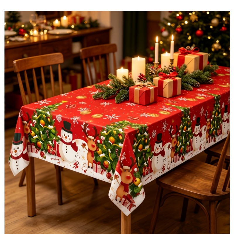 TEMU Mantel de de 1 pieza con árbol de Navidad y Papá Noel