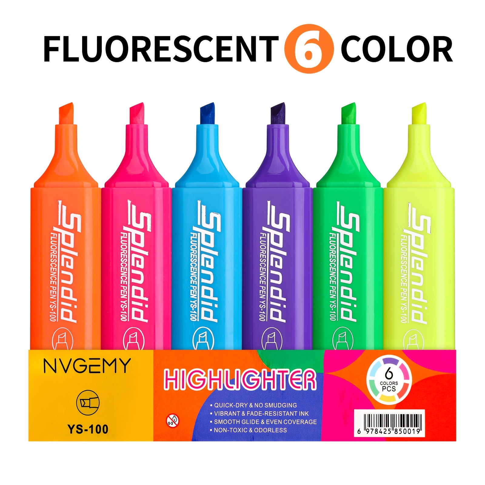 Image of 4/6/12pcs Chisel Tip Highlighters Set, Fluorescent & Pastel Colors, Quick Dry No Bleed Odorless, 1-4mm Line Width, Portable Clip For Journal Note Taking School Office Supplies Back To School