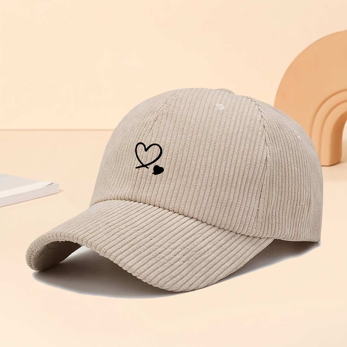 1pc casquette en velours   imprimé   cœurs pour femmes & unisexe - chapeau chaud ajustable antivent en   pour streetwear extérieur,   avec bord   et coupe confortable pour lhiver Détails du produit 4