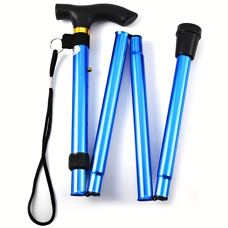 Image of 1pc 1-second Extendable Folding Trekking Pole - Ultralight Telescopic Stick, Compact, Easy To Store, Suitable For Hiking, Walking, Travel, Anti-slip Grip Design. Ideal Holiday Gift