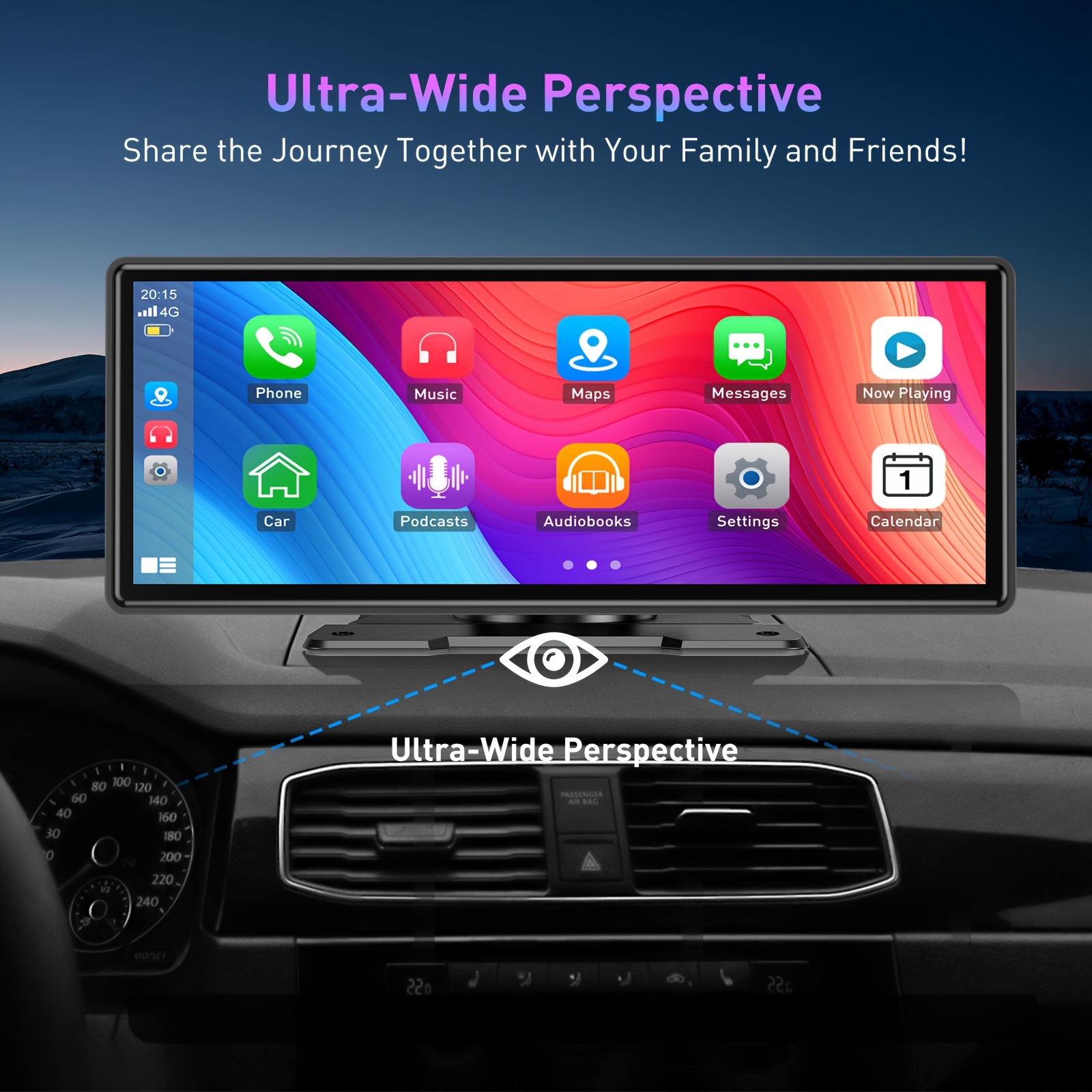   universal portable car stereo with 10 26 ips touchscreen   and   auto   link aux fm transmitter voice control   and play installation for all vehicles