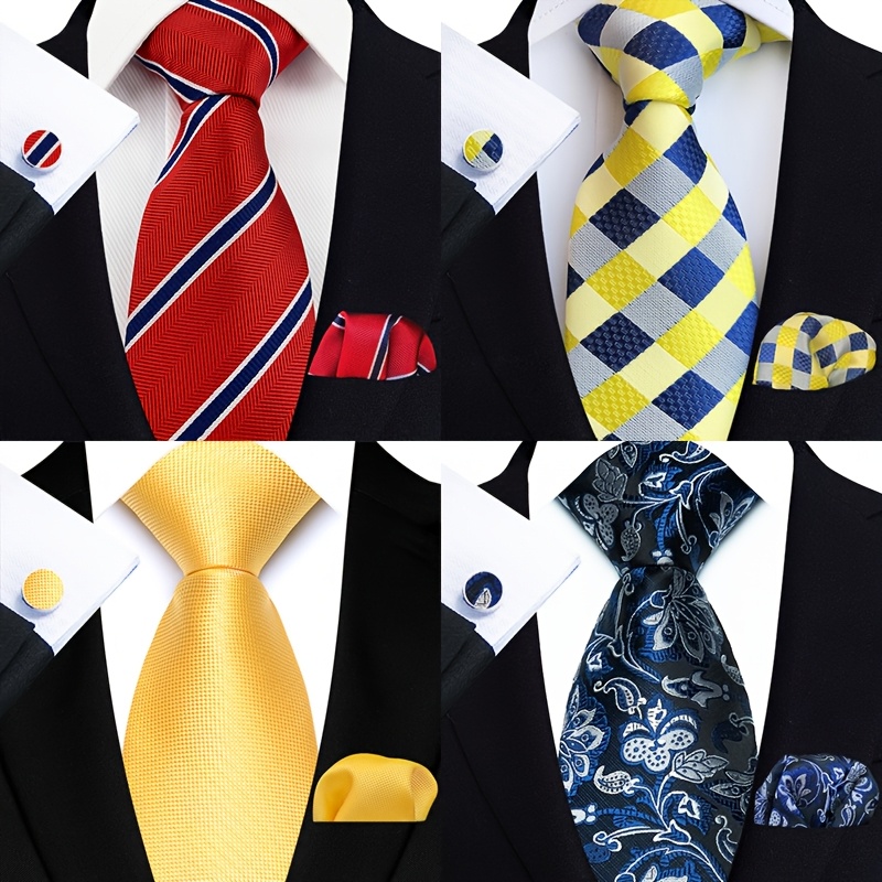 JEMYGINS Men's Satin Tie Set Tie & Pocket Square & Tie Clip