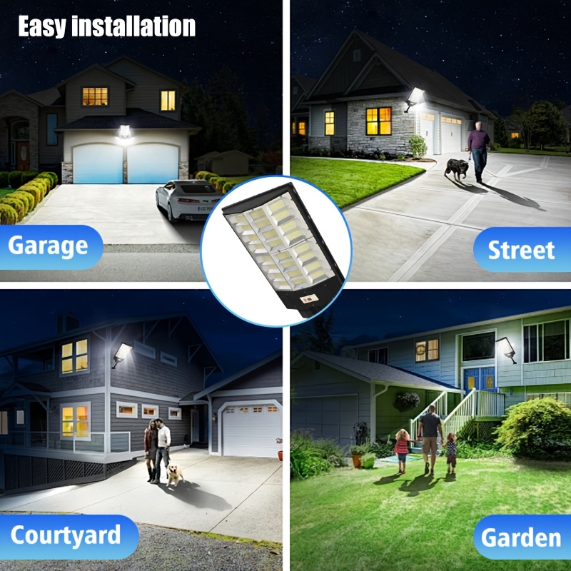 Outdoor Curved All-in-One Solar Street Light, 24000mAh Ultra-Large Capacity Battery, 1152LEDs Large Screen Illumination, Motion Sensor, with Remote Control, Suitable for Courtyards, Parks and Villas