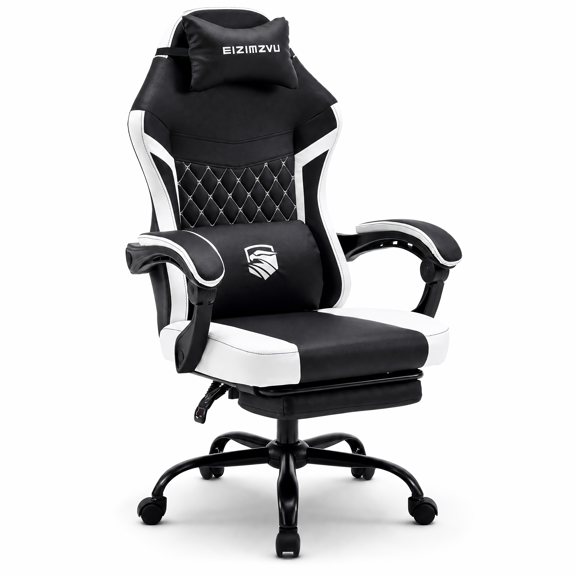 Image of Gaming Chair With Footrest, High Back Computer Chair With Headrest And Lumbar Pillow, Height Adjustable Reclining Game Chair With Padded Armrests, Rolling Office Chair For Gaming, Work And Study