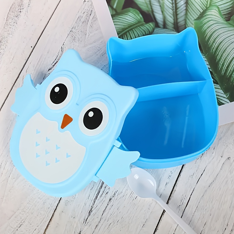 [cartoon Owl Lunch Box] Safe Portable Plastic Lunch Box - Cartoon , Compartments For Picnics And Students