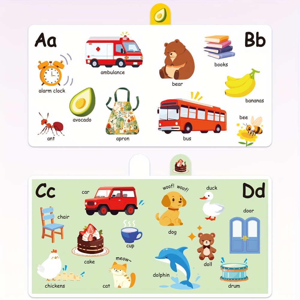 A-Z learning board books, Let's Learn ABC, Interactive Book for kids| 24 pages, Fun Taps, Board Book for Early Learning, basic knowledge, english words, MY first learning, safe and durable material, birthday, Christmas gift, school supplies, classroom use, homeschooling