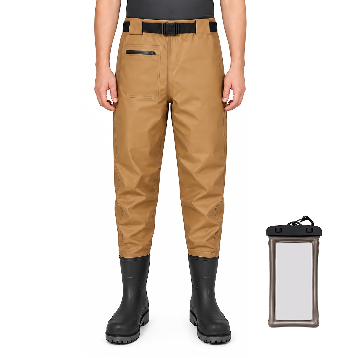 Image of Atrural Adult Half Length Pvc Chest Waders With Storage Bag, Bootfoot Fishing Waders, Non-slip Outdoor Farming Hunting Work Waders
