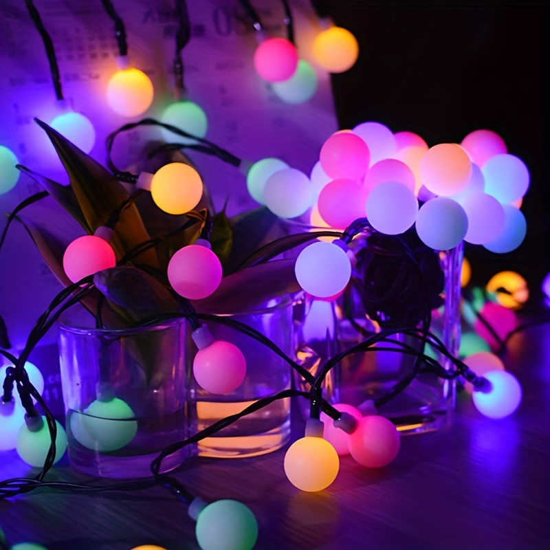1pc LED Wishing Ball String Light, Solar Outdoor Curtain Small Round Ball  Light Bulb, Gypsophila Festival Decoration, Color Light
