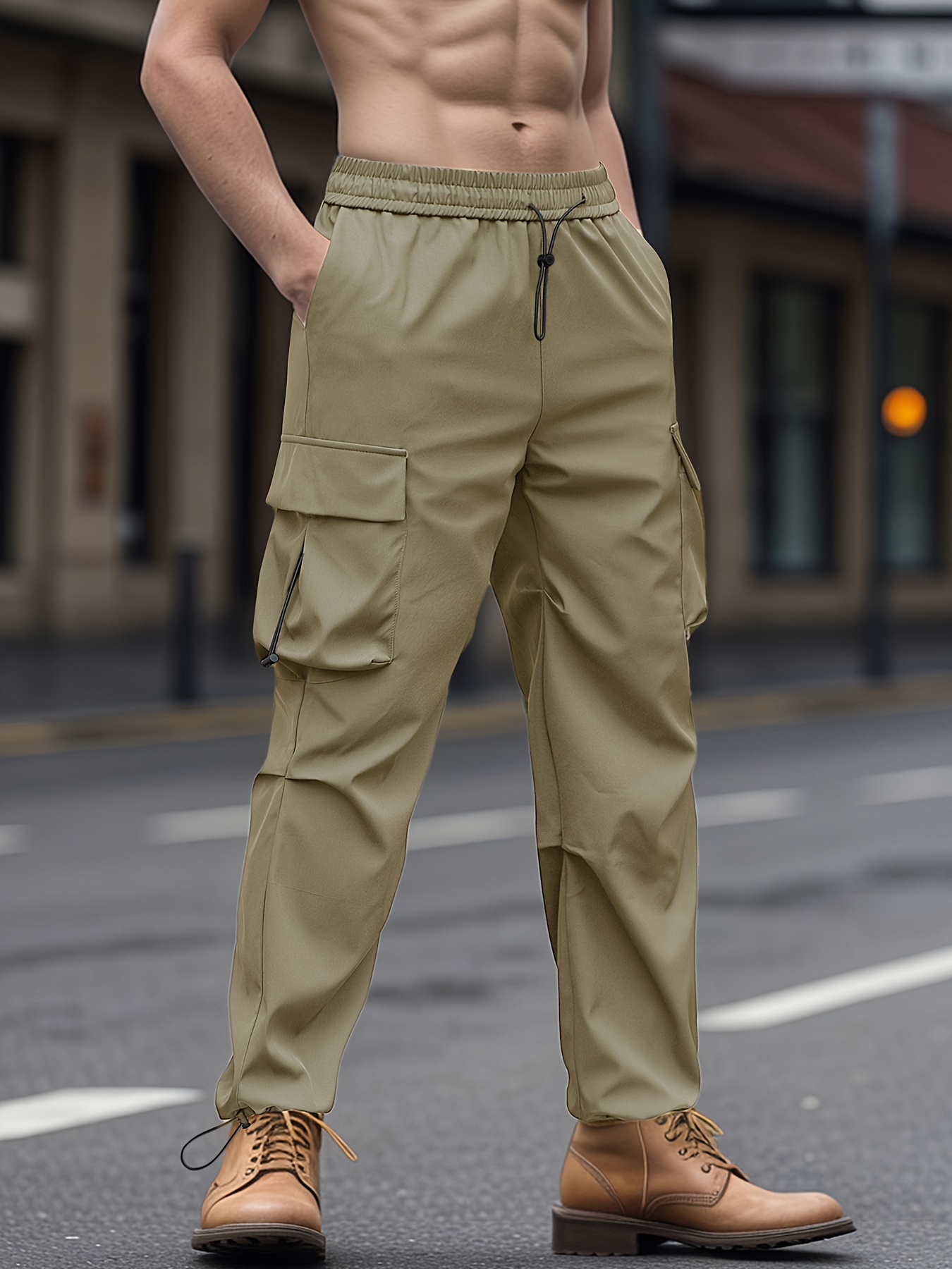 loose fit multi pocket cargo pants mens casual hip hop style Temu