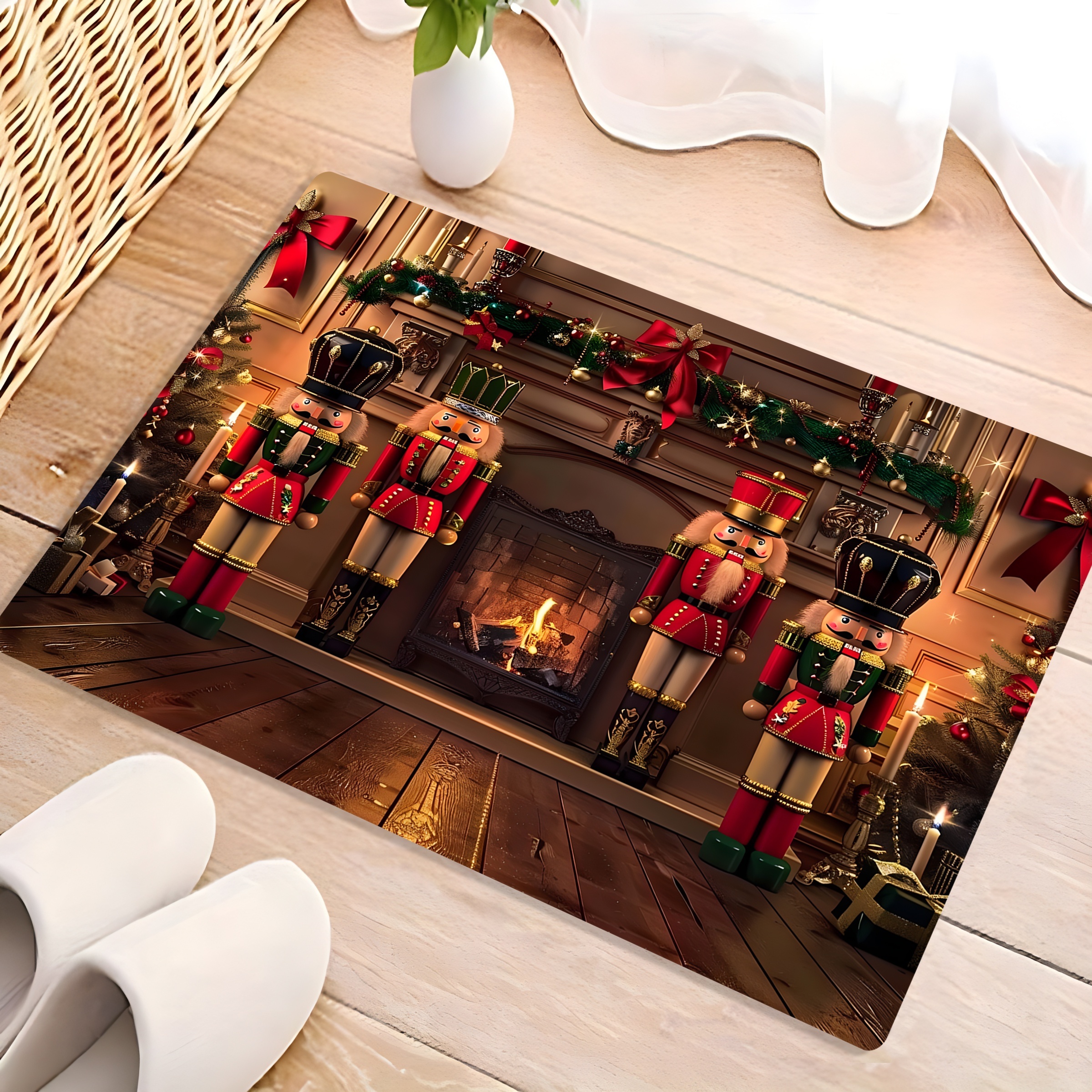 

Festive Christmas Nutcracker Soldiers Door Mat - Multiple Sizes Available - Machine Washable And Non-slip - Living Room, Bedroom, Kitchen, Hallway, Office, And Bathroom Decor