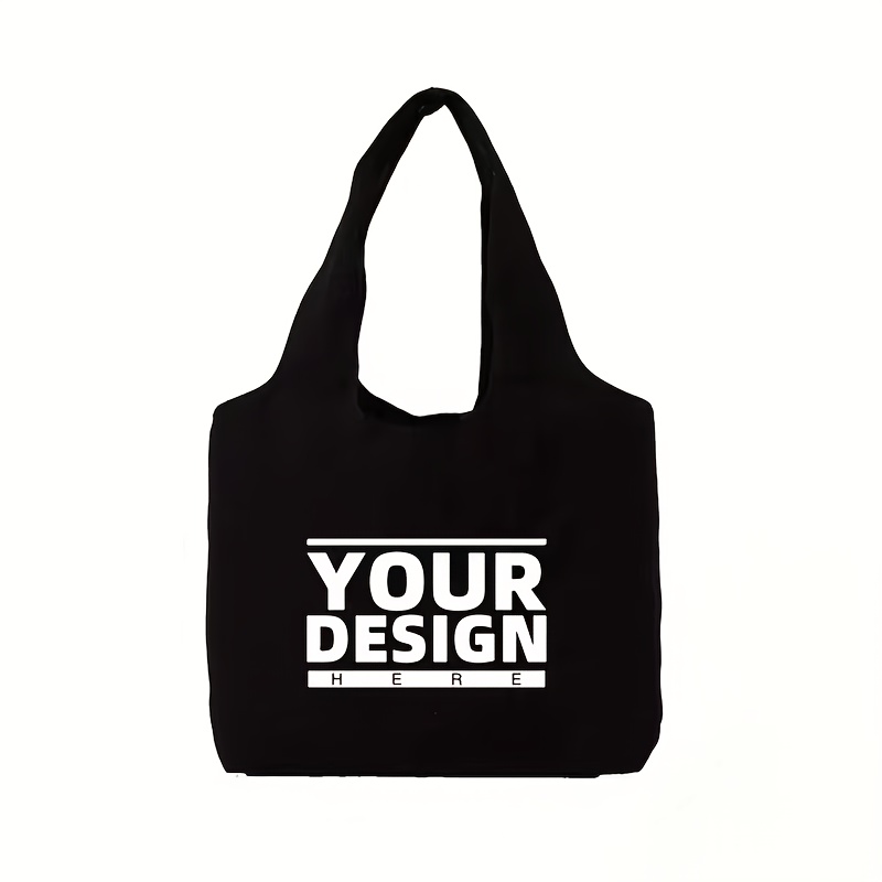 TEMU Customizable Tote Bag - Large Capacity, Personalized Logo Design, Durable And Stylish, Suitable For Shopping, Commuting, Or Daily Use. Printed