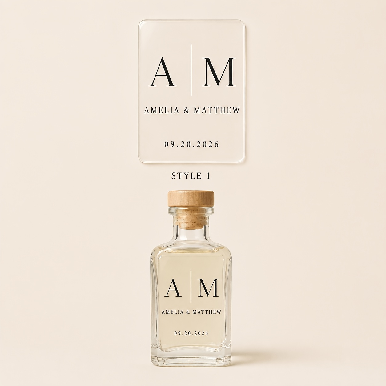 TEMU Personalized Transparent Mini Bottle Labels, Custom Initial Name Date Clear Stickers, For 50-100ml Mini Bottles, Wedding Favors, Bridal Shower,