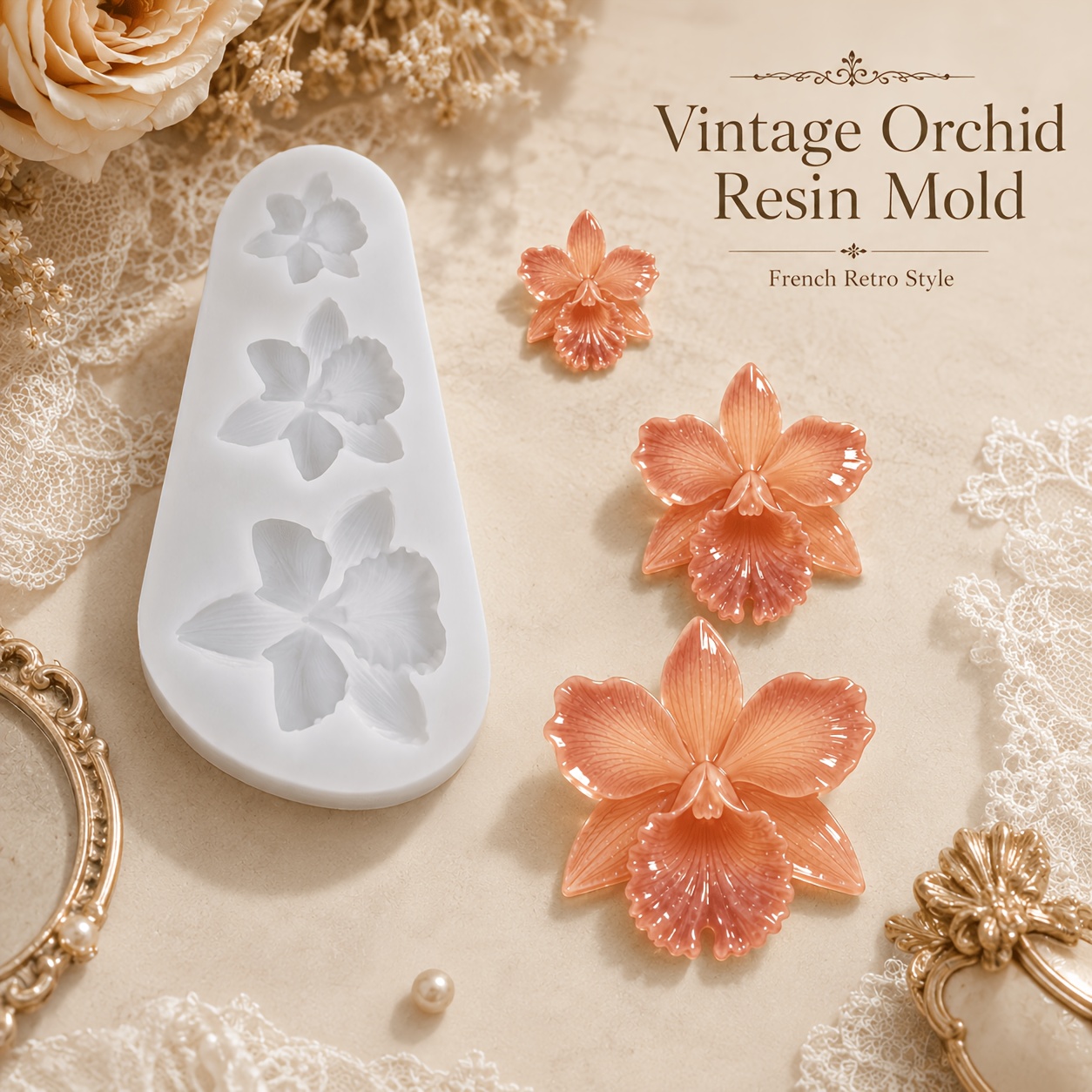 TEMU Resin Silicone Mold, Orchid Silicone Mold, 3 Silicone Molds Of Different Sizes, Soft Silicone For Easy Demoulding, Compatible With A Of Pouring