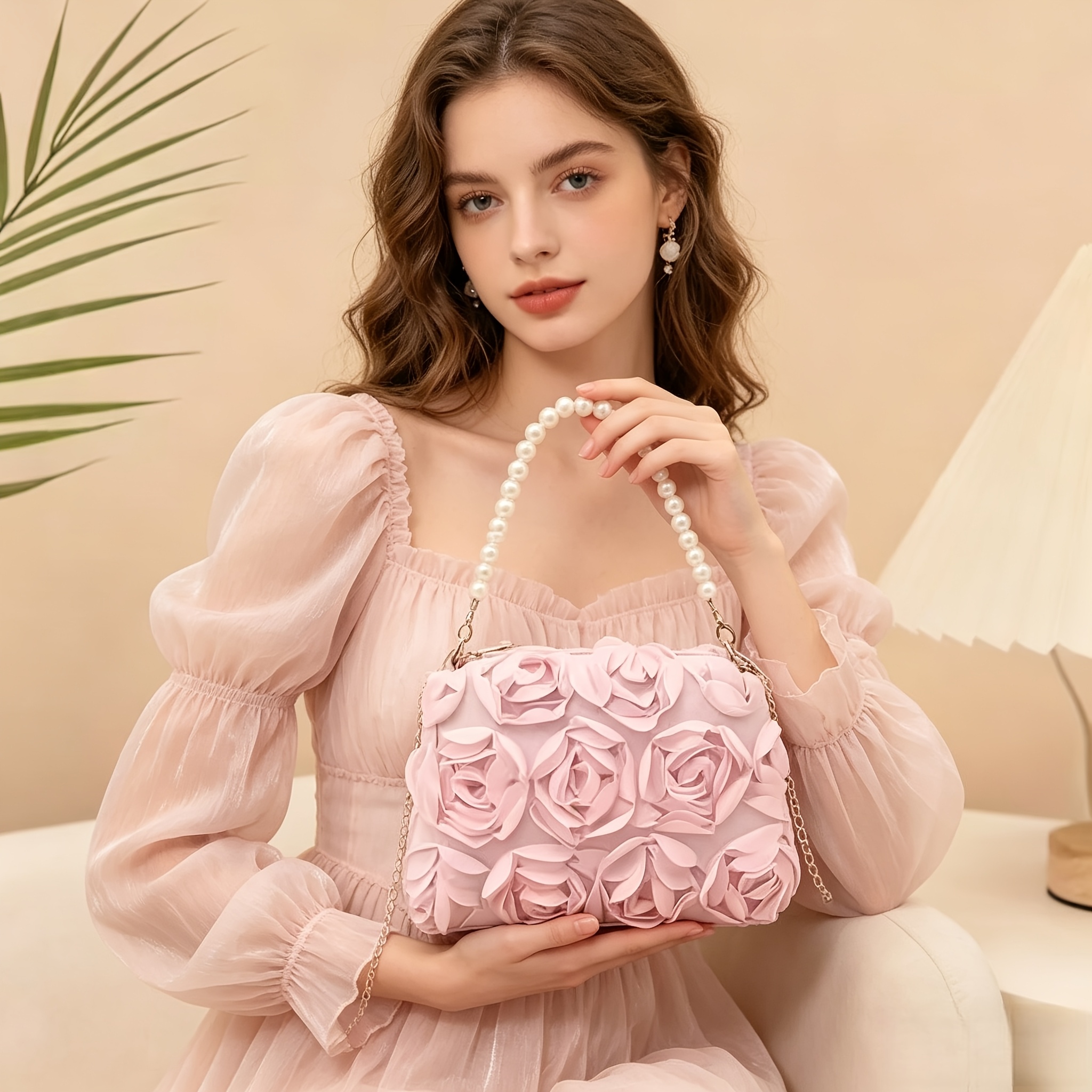 TEMU Petit sac à main pour femme, sac rose délicat de style français, sac à main , sac de soirée haut de gamme à sous , nouveau sac de demoiselle d'