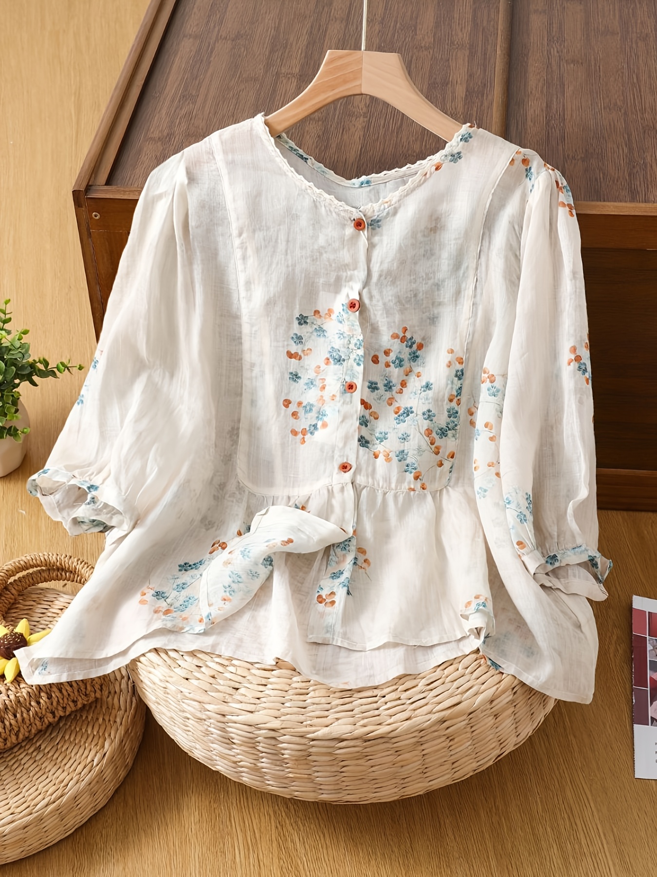 white christmas dresses Women's Loose Fit Gauze Top main image 1
