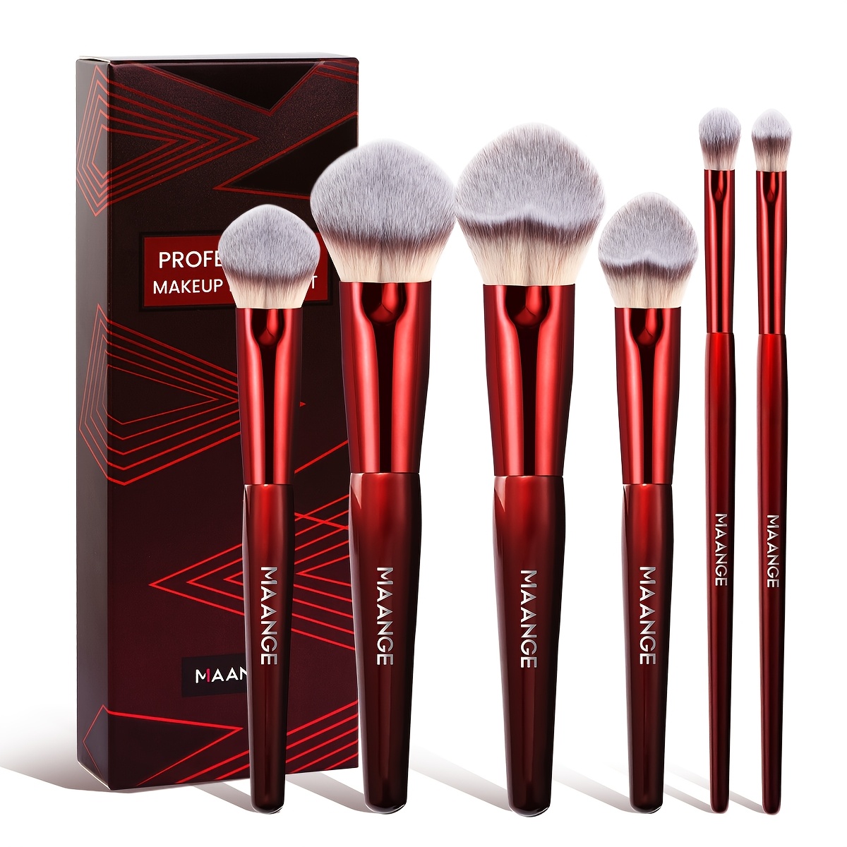 Image of Maange 6pcs Heart-shaped Makeup Brush Set Soft And Comfortable Foundation Make-up Brush Powder Blusher Brush Eye Shadow Brush Beginner Set Valentine's Day Gift Suitable For Lady Gift