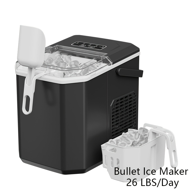 TEMU Ice Maker Machine 33/35/44lbs Golden Ice Maker+26lbs Bullet Ice Maker - Portable Soft Chew Ice Maker Machine - Ice Maker Machine With Basket,