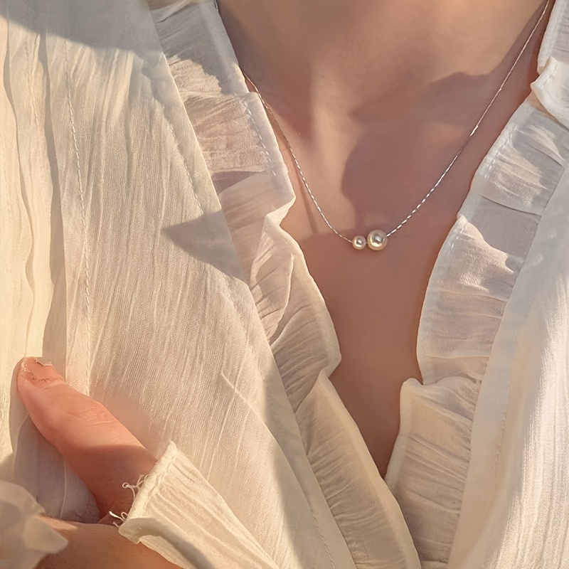 Image of 1 Simple, Elegant, And Luxurious Double Necklace, Stainless Steel Necklace, Wedding Gift For , Family Gathering Luxury Necklace