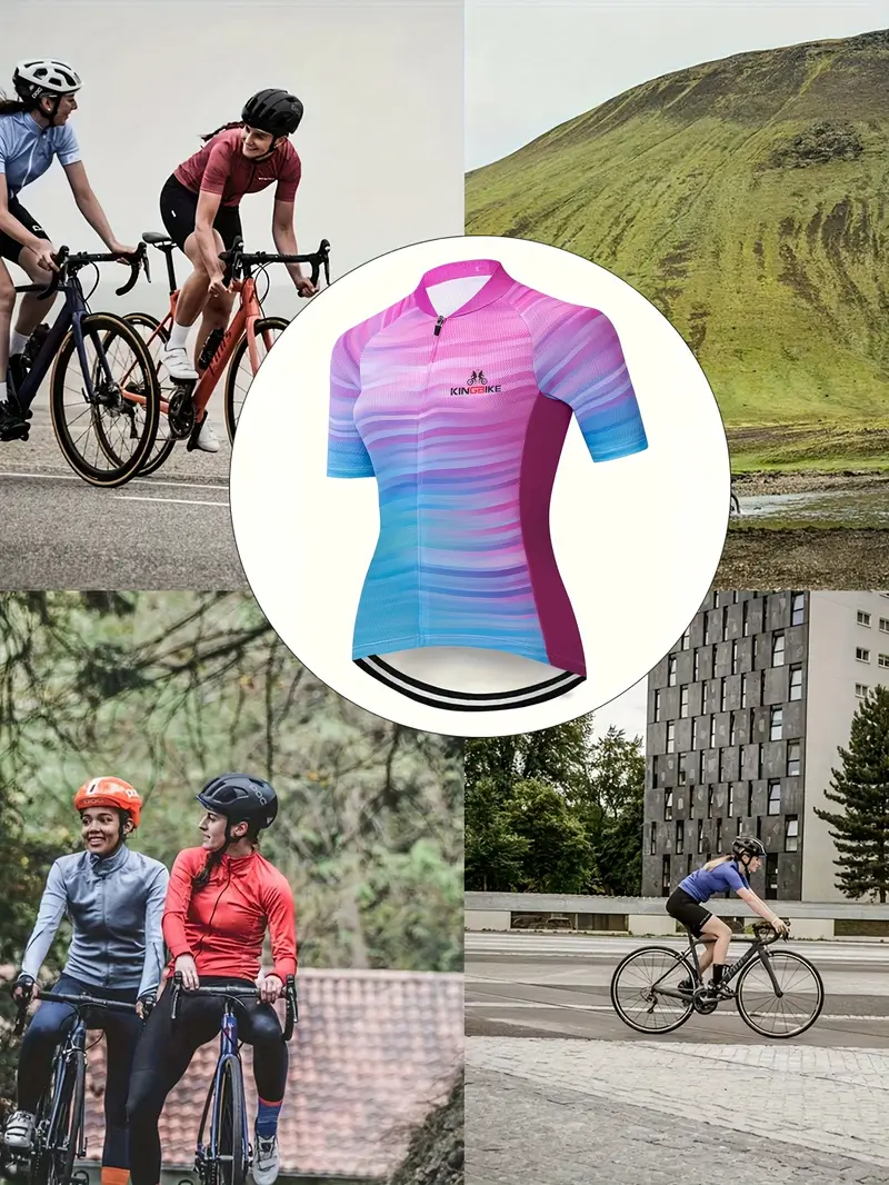 ciclismo donna a righe colorate corta Temu Italy