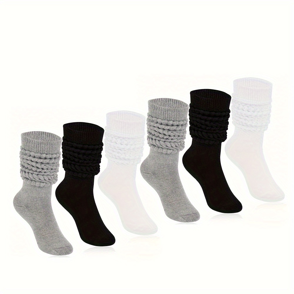 1/3 Pairs Solid Slouchy Socks, Lazy & Comfy Knee High Socks, Women's Stockings & Hosiery