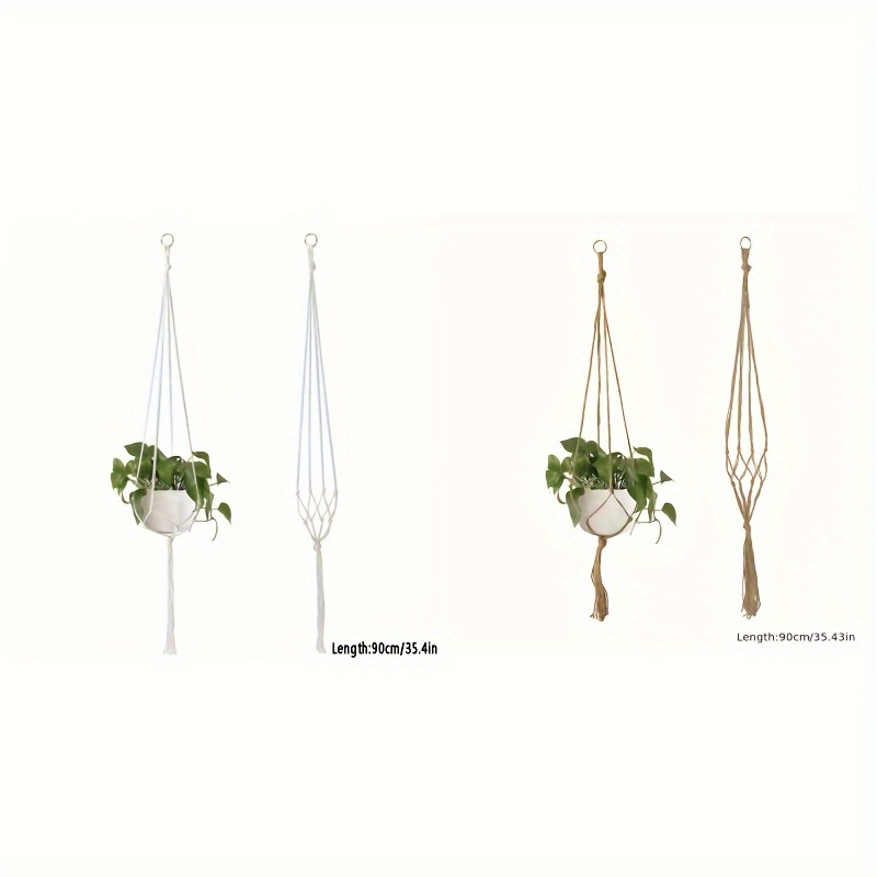 Image of 1 Set, Macrame Hanger And Baskets Flower Pots Holder Balcony Hanging Decoration Flowerpot Net Bag Home Garden Supplies