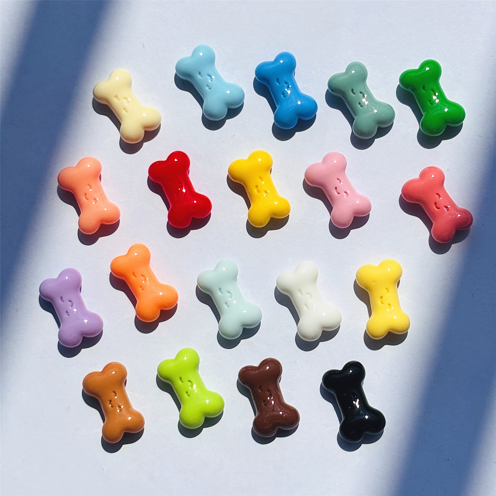 28pcs Set Of Colorful Dog Bone Flatback Charms Made Of Opaque Resin, Perfect For Embellishing Hair Clips, Photo Frames, And Craft Projects