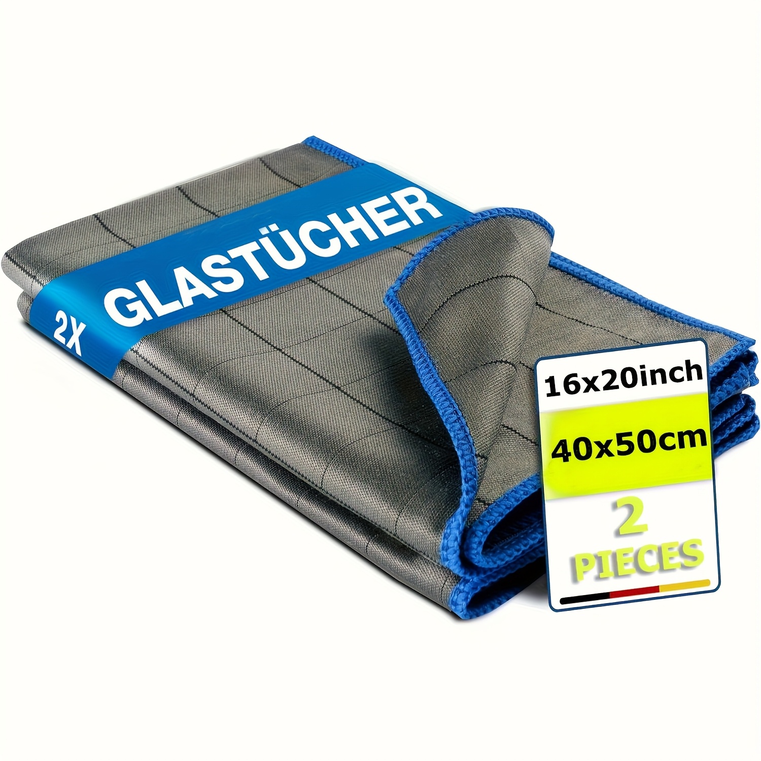 TEMU 2x Microfiber Glass Cloths 400 Gsm â Perfect For Streak-free Window Cleaning, Ultra-absorbent & Polishing Cloth (50x40cm)