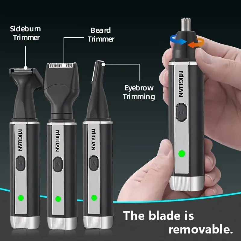 4 in 1 professional grooming kit usb rechargeable nose ear hair trimmer beard and eyebrow mens personal care tools Product details 3