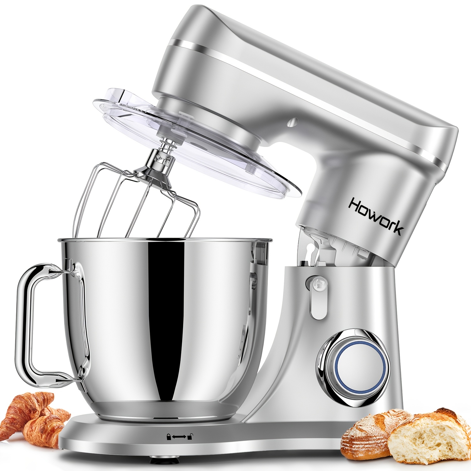 TEMU Howork 5qt Food Mixer, 3-in-1 Standing Electric Mixer - 380w 10 Speed With Button, 304 Stainless Steel Bowl, 1dough Hook、1beater、1 Whisk、wire