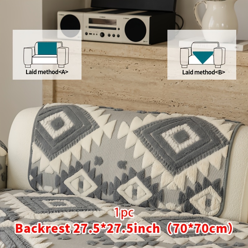 TEMU 1pc Bohemian Pattern Sofa Cover, Retro Ethnic Fabric Sofa Cover, Anti-slip And Wear-resistant Universal Sofa Protection Cushion, Pet-friendly