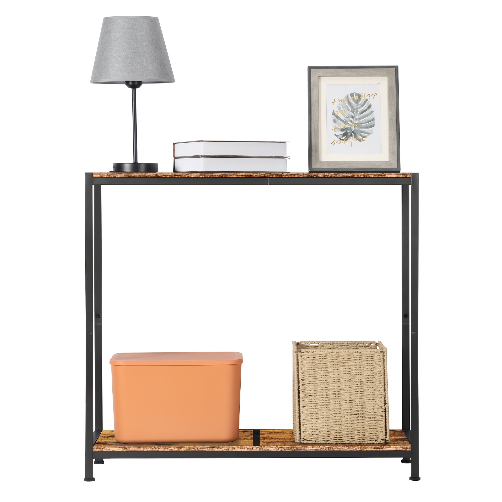 Sofa Table With Charging Station, 33.9 Inch Narrow Console Table With 2 Outlets And 2 Usb Ports, Entryway Hallway Table Behind Couch, Suitable For Living Room, Bedroom