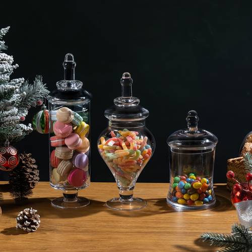 europäischer kreativer bonbonglas-set - mit transparenten deckeln, transparentem -aufbewahrungstank für hochzeits- und festivaldekorationen, aufbewahrungsglas mit großer kapazität für süßbuffet, , bonbons, trockenfrüchte, party-display und heimdekoration