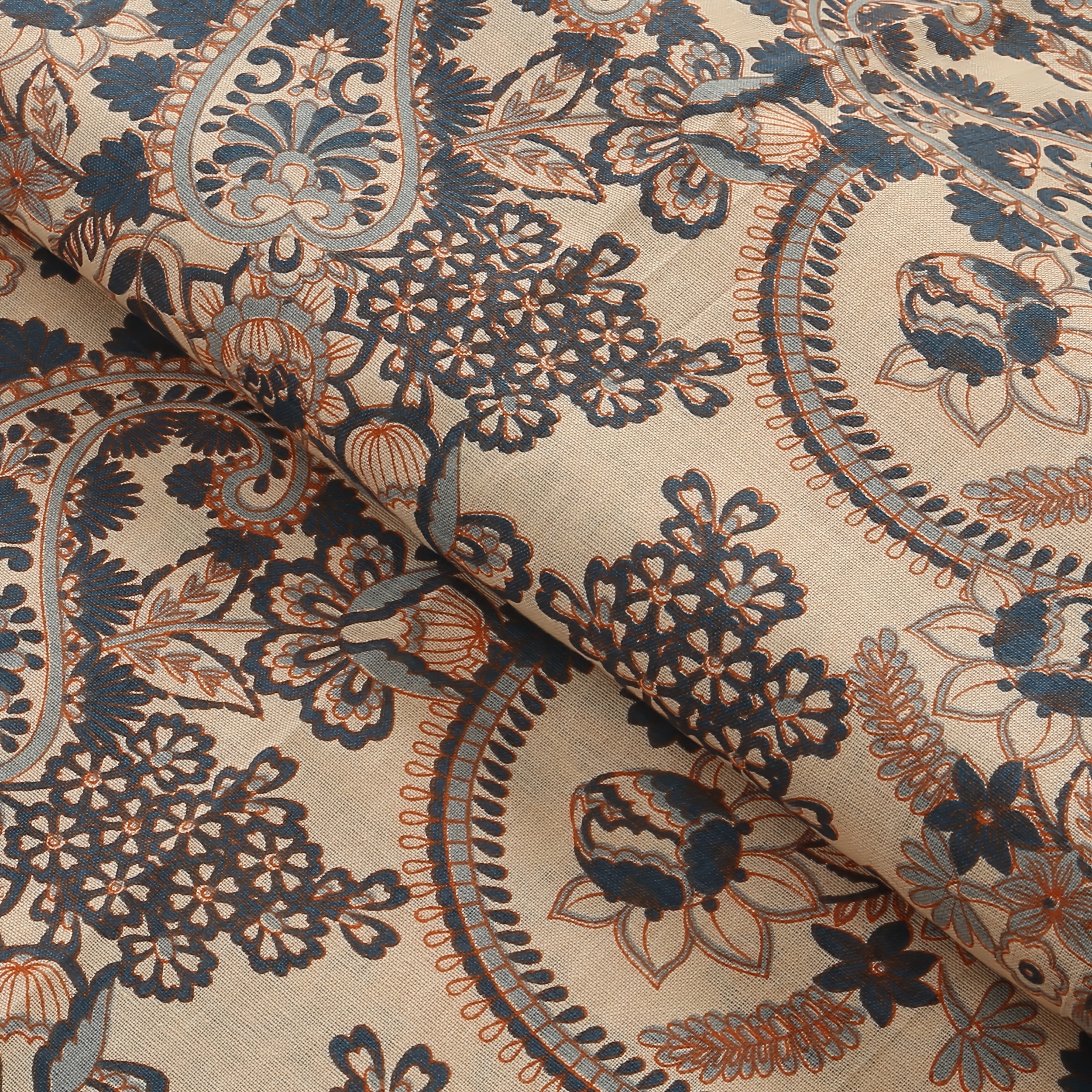Image of Ethnic Paisley Jacquard Fabric For Clothing, Bags, And Upholstery, Bohemian Style Fabric